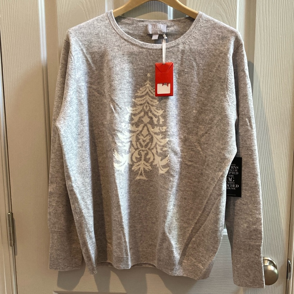 NWT Pure Collection Gray Cashmere Sweater